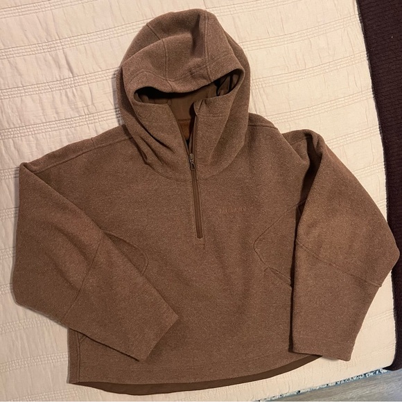 lululemon athletica Tops - lululemon athletica looped terry fleece half zip Hoodie in Java